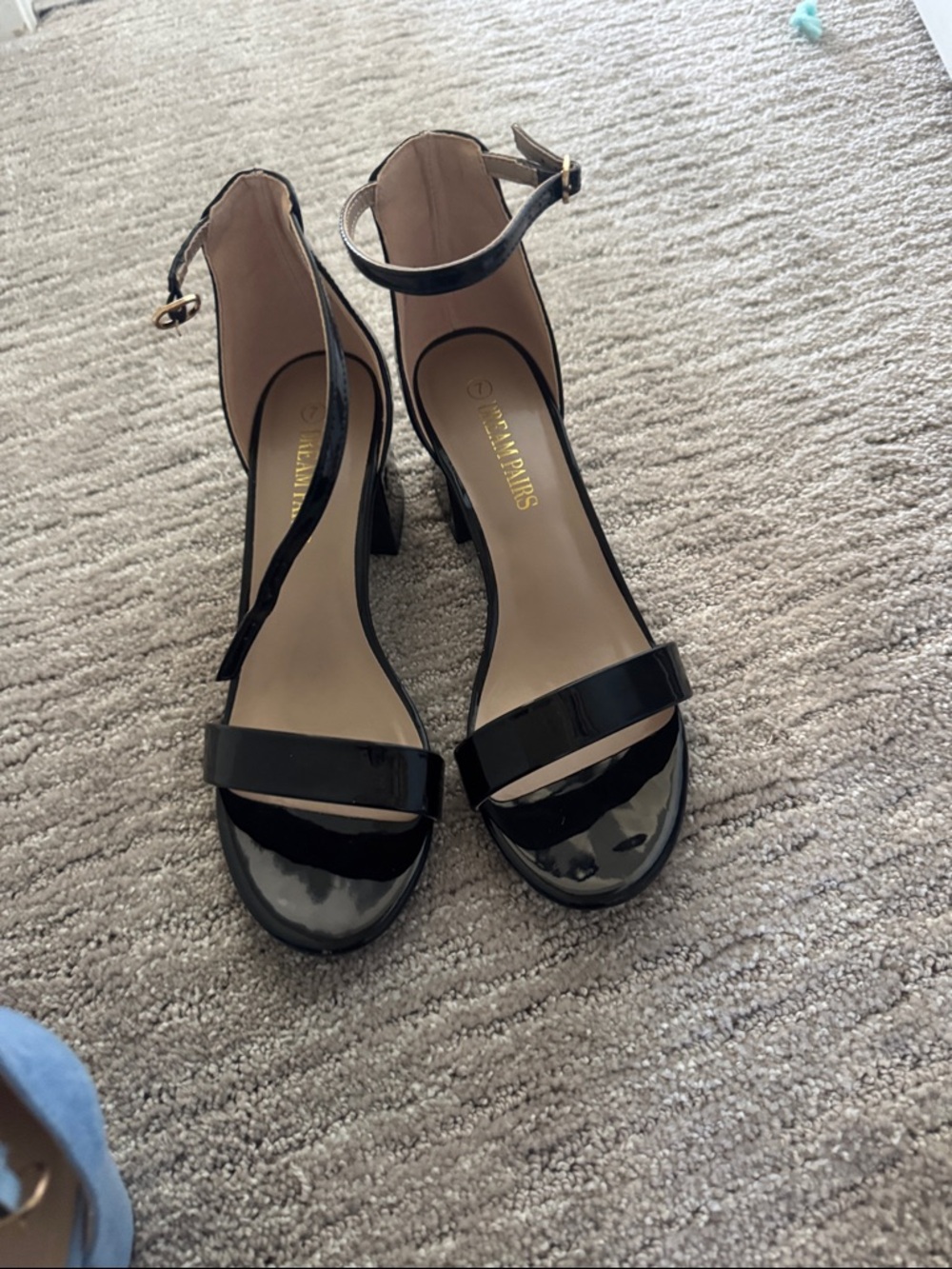 Dream Pairs Black Patent Ankle-Strap Heels